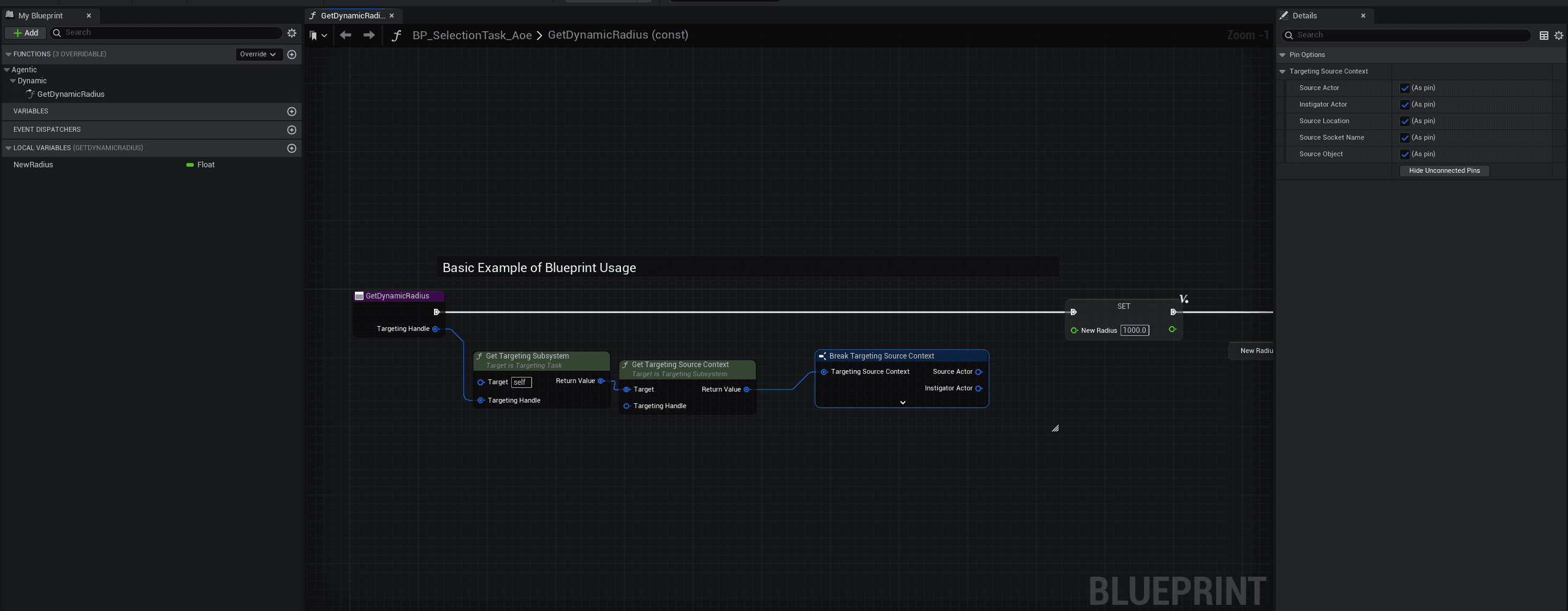 Dynamic Radius Blueprint Example