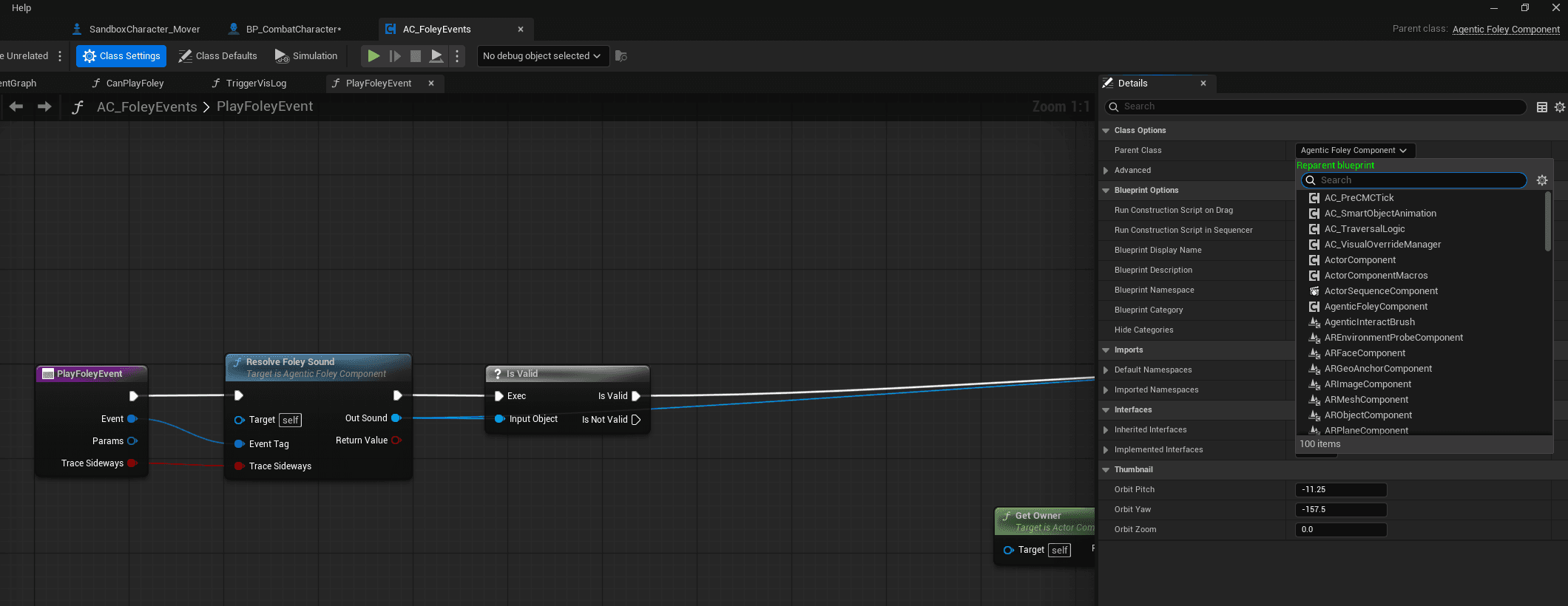 AC_FoleyEvents reparent dropdown