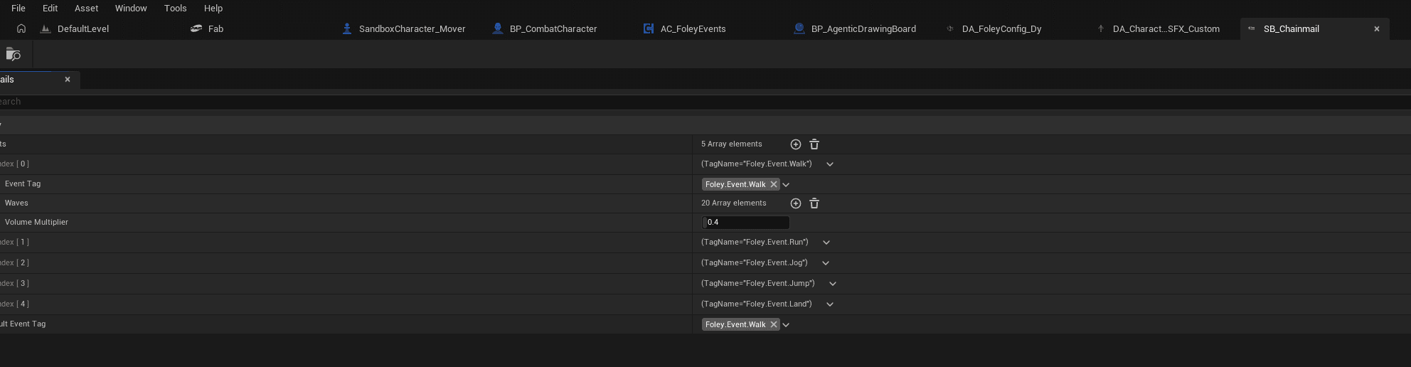 Chainmail slot bank internals — Events array with wave pools